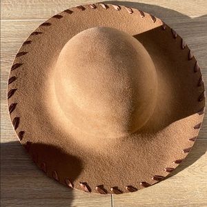 100% wool brown boho hat.